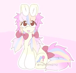 Size: 1593x1531 | Tagged: safe, artist:funnyhat12, imported from derpibooru, oc, oc only, pony, adoptable, bunny pony, gradient background, solo