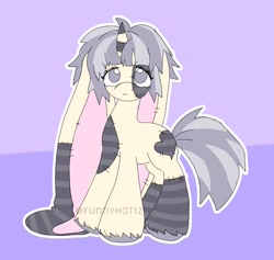 Size: 1457x1380 | Tagged: safe, artist:funnyhat12, imported from derpibooru, oc, oc only, original species, plush pony, pony, adoptable, bunny pony, gradient background, plushie, solo