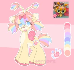 Size: 1577x1504 | Tagged: safe, artist:funnyhat12, imported from derpibooru, oc, oc only, butterfly, butterfly pony, hybrid, pony, countershading, gradient background, littlest pet shop, reference sheet, solo