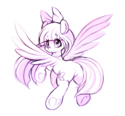 Size: 1120x1038 | Tagged: safe, artist:tamabel, imported from derpibooru, oc, oc only, pegasus, pony, monochrome, simple background, solo, white background