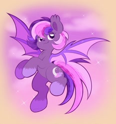 Size: 1360x1458 | Tagged: safe, artist:tamabel, imported from derpibooru, oc, oc only, oc:midnight mist, bat pony, pony, female, gradient background, solo