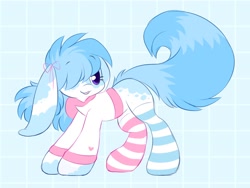 Size: 1600x1200 | Tagged: safe, artist:tamabel, imported from derpibooru, oc, oc only, earth pony, pony, adoptable, clothes, hoodie, simple background, socks, solo