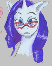 Size: 487x619 | Tagged: safe, artist:prunesart, imported from derpibooru, rarity, pony, unicorn, glasses, open mouth, solo