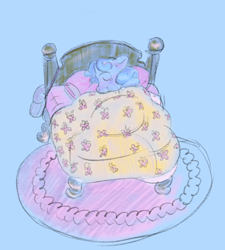 Size: 640x712 | Tagged: safe, artist:prunesart, imported from derpibooru, bed, rug, simple background, sleeping, solo