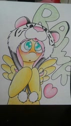 Size: 722x1280 | Tagged: safe, artist:fluttersdoodles, imported from derpibooru, fluttershy, blushing, hat, rawr