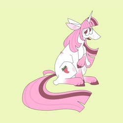 Size: 4096x4096 | Tagged: safe, artist:fizzlefer, imported from derpibooru, oc, oc only, oc:strawberry smoothie (funnyhat12), pony, unicorn, simple background, solo