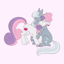 Size: 4096x4096 | Tagged: safe, artist:fizzlefer, imported from derpibooru, silver spoon, sweetie belle, earth pony, pony, unicorn, duo, shipping, simple background