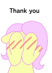 Size: 500x707 | Tagged: safe, artist:fluttersdoodles, imported from derpibooru, part of a set, fluttershy, blushing, bronybait, covering eyes, female
