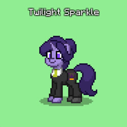 Size: 828x830 | Tagged: safe, imported from derpibooru, twilight sparkle, unicorn, clothes, crystal curtain: world aflame, hair bun, necktie, nuclear physicist, scientist, unicorn twilight