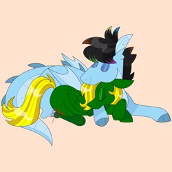 Size: 4000x4000 | Tagged: safe, artist:fizzlefer, imported from derpibooru, oc, oc only, dracony, dragon, hybrid, pegasus, pony, duo, simple background