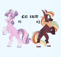 Size: 4096x3781 | Tagged: safe, artist:fizzlefer, imported from derpibooru, oc, oc only, earth pony, pony, unicorn, adoptable, bandana, duo, simple background