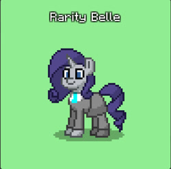 Size: 845x835 | Tagged: safe, imported from derpibooru, rarity, unicorn, clothes, crystal curtain: world aflame, necktie, palindrome get, pixel art, recolor, skirt