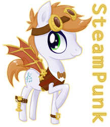 Size: 827x952 | Tagged: safe, artist:ne-chi, imported from derpibooru, oc, earth pony, pony, animated, raised hoof, simple background, steampunk, transparent background