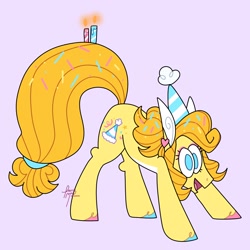 Size: 3000x3000 | Tagged: safe, artist:fizzlefer, imported from derpibooru, oc, oc only, earth pony, pony, candle, hat, party hat, simple background, solo