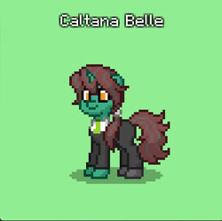 Size: 835x832 | Tagged: safe, imported from derpibooru, oc, oc only, oc:caltana belle, unicorn, clothes, crystal curtain: world aflame, horn, necktie, ponytail, unicorn oc