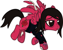 Size: 1236x972 | Tagged: safe, artist:lightningbolt, derpibooru exclusive, imported from derpibooru, pegasus, pony, undead, zombie, zombie pony, .svg available, bags under eyes, bloodshot eyes, bone, clothes, colored pupils, feather, flying, frown, lidded eyes, lip piercing, long sleeves, male, mike fuentes, pierce the veil, piercing, ponified, scar, show accurate, simple background, solo, stallion, stitches, svg, tattered, tattoo, torn clothes, torn ear, transparent background, vector