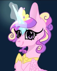 Size: 717x895 | Tagged: safe, artist:kermitting_art, imported from derpibooru, princess cadance, glowing, glowing horn, horn