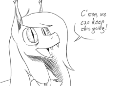 Size: 1000x707 | Tagged: safe, artist:darkhestur, derpibooru exclusive, imported from derpibooru, oc, oc:dark, bat pony, april fools 2023, bat pony oc, monochrome, new lunar republic, sketch, speech bubble