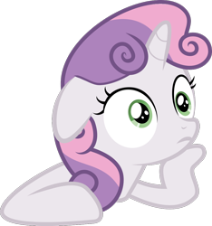 Size: 932x996 | Tagged: safe, artist:sollace, derpibooru exclusive, imported from derpibooru, sweetie belle, pony, unicorn, .svg available, cute, female, filly, floppy ears, foal, noodle arms, simple background, solo, svg, thinking, transparent background, vector