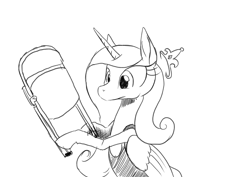 Size: 1000x707 | Tagged: safe, artist:darkhestur, derpibooru exclusive, imported from derpibooru, princess cadance, alicorn, pony, :|, april fools 2023, bodysuit, chair, clothes, female, folding chair, grayscale, hoof hold, mare, monochrome, simple background, sketch, solo, sports, white background, wrestling