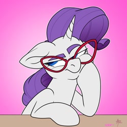 Size: 1500x1500 | Tagged: safe, artist:fizzlefer, artist:koapony, imported from derpibooru, rarity, oc, oc only, pony, glasses, gradient background, solo