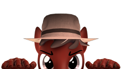 Size: 1031x580 | Tagged: safe, artist:seriff-pilcrow, imported from derpibooru, oc, oc only, oc:phillip finder, anthro, 3d, hat, looking at you, no source available, peeking, source filmmaker, the fourth wall cannot save you, trilby