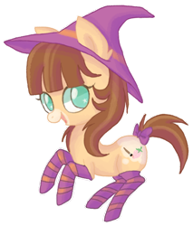 Size: 708x831 | Tagged: safe, artist:ne-chi, imported from derpibooru, oc, oc:pastel heart, pony, animated, clothes, halloween, hat, holiday, open mouth, simple background, socks, striped socks, transparent background, witch hat