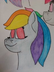 Size: 4608x3456 | Tagged: safe, artist:acid flask, imported from derpibooru, rainbow dash, pegasus, 2d, art dump, colored, drawing, female, looking at you, mare, multicolored hair, paper, rainbow hair, smiling, smiling at you, solo, traditional art, watercolor painting