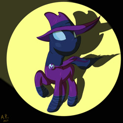 Size: 2000x2000 | Tagged: safe, artist:mrkat7214, imported from derpibooru, mare do well, pony, cape, clothes, hat, mask, raised hoof, solo