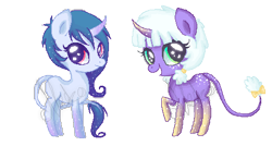 Size: 462x247 | Tagged: safe, artist:ne-chi, imported from derpibooru, oc, pony, unicorn, curved horn, horn, leonine tail, open mouth, simple background, tail, transparent background, unicorn oc