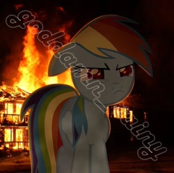 Size: 720x716 | Tagged: safe, artist:goddamn_rainy, imported from derpibooru, rainbow dash, fire, watermark