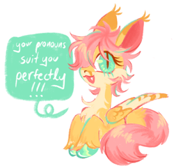 Size: 1280x1232 | Tagged: safe, artist:webkinzworldz, imported from derpibooru, fluttershy, pegasus, pony, alternate design, alternate hairstyle, fangs, positive message, simple background, solo, speech bubble, white background