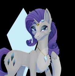 Size: 697x707 | Tagged: safe, alternate version, artist:shackle_moon, imported from derpibooru, part of a set, rarity, alicorn, pony, ear piercing, earring, female, horn, horn jewelry, jewelry, mare, necklace, piercing, solo