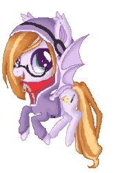 Size: 192x287 | Tagged: safe, artist:ne-chi, imported from derpibooru, oc, bat pony, pony, animated, bat pony oc, blinking, clothes, glasses, hoodie, open mouth, simple background, transparent background