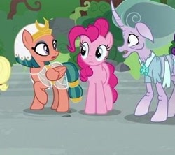 Size: 280x249 | Tagged: safe, imported from derpibooru, screencap, mistmane, pinkie pie, somnambula, pony, shadow play, clothes, horn, see-through