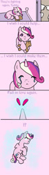 Size: 472x1654 | Tagged: safe, artist:mistylake, imported from derpibooru, princess cadance, alicorn, pony, unicorn, argument, ascension, comic, female, filly, filly cadance, glowing, glowing eyes, unicorn cadance, younger