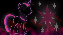 Size: 1920x1080 | Tagged: artist needed, safe, artist:dalekstugaming, artist:tryhardbrony, edit, imported from derpibooru, twilight sparkle, pony, unicorn, black background, cutie mark, female, mare, minimalist, mist, outline, simple background, solo, unicorn twilight, wallpaper, wallpaper edit