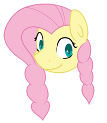 Size: 400x461 | Tagged: safe, artist:fluttershydaily, imported from derpibooru, fluttershy, braid, simple background, smiling, transparent background