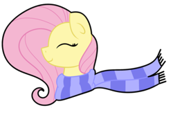 Size: 400x266 | Tagged: safe, artist:fluttershydaily, imported from derpibooru, fluttershy, clothes, eyes closed, scarf, simple background, smiling, solo, striped scarf, transparent background