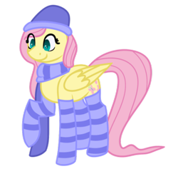 Size: 400x379 | Tagged: safe, artist:fluttershydaily, imported from derpibooru, fluttershy, clothes, hat, scarf, simple background, socks, solo, striped scarf, striped socks, transparent background, winter outfit