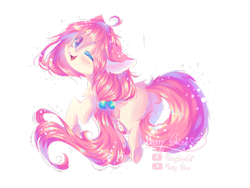 Size: 2828x2121 | Tagged: safe, artist:prettyshinegp, imported from derpibooru, oc, oc only, earth pony, pony, ear fluff, earth pony oc, female, mare, one eye closed, raised hoof, simple background, solo, transparent background, wink