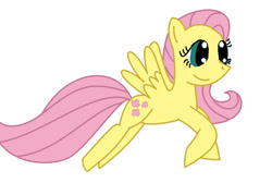 Size: 900x646 | Tagged: safe, artist:sarahstudios11, imported from derpibooru, fluttershy, pegasus, colored, flat colors, leaping, simple background, solo, spread wings, wings