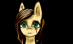 Size: 1024x616 | Tagged: safe, artist:minckies, imported from derpibooru, oc, oc only, earth pony, pony, black background, blood, bust, crying, simple background, solo, tears of blood