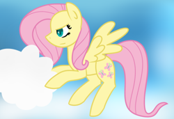 Size: 400x273 | Tagged: safe, artist:fluttershydaily, imported from derpibooru, fluttershy, cloud, fluttershy is not amused, flying, sky, unamused, weather team