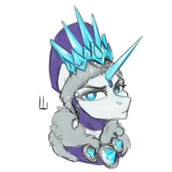 Size: 1003x1003 | Tagged: safe, artist:jewellier, imported from derpibooru, oc, oc only, pony, unicorn, clothes, crown, crystal horn, hat, horn, jewelry, looking at you, regalia, tzarina katarin bokha, warhammer (game), winter outfit
