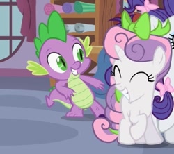 Size: 311x276 | Tagged: safe, imported from derpibooru, screencap, rarity, spike, sweetie belle, sisterhooves social, carousel boutique, cropped