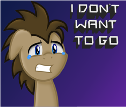 Size: 436x370 | Tagged: safe, artist:sarahstudios11, imported from derpibooru, doctor whooves, time turner, earth pony, pony, bust, crying, male, sad, shading, simple background, solo, stallion
