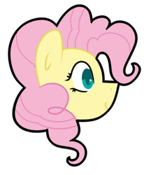 Size: 400x463 | Tagged: safe, artist:fluttershydaily, imported from derpibooru, fluttershy, pinkie pie hair, simple background, smiling, transparent background