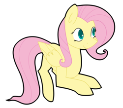 Size: 400x350 | Tagged: safe, artist:fluttershydaily, imported from derpibooru, fluttershy, lying down, prone, simple background, smiling, transparent background