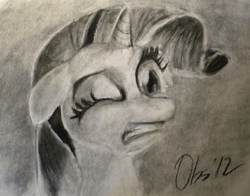 Size: 1200x942 | Tagged: safe, artist:obsequiosity, imported from derpibooru, rarity, pony, unicorn, charcoal (medium), female, grayscale, monochrome, solo, traditional art